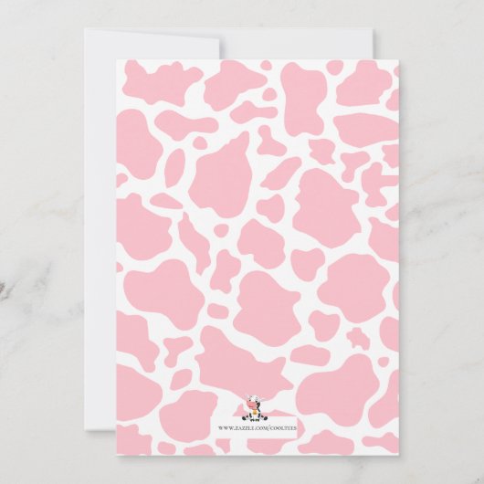 かわいい牛ピンクの水の色のフローラ赤ちゃんシャワー 招待状 (裏面)