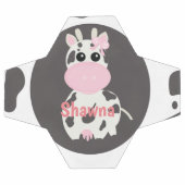 かわいい牛ピンク柄モノグラム名サッカーボール サッカーボール (フラット)