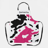 かわいい牛プリントガーリーピンクカスタムエプロン エプロン (正面)
