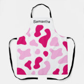 かわいい牛プリントガーリーピンクカスタムエプロン エプロン (正面)