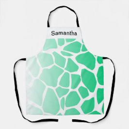 かわいい牛プリントグラディエント緑カスタムエプロン エプロン