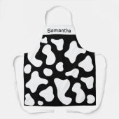 かわいい牛プリントブラックカスタムエプロン エプロン (正面)