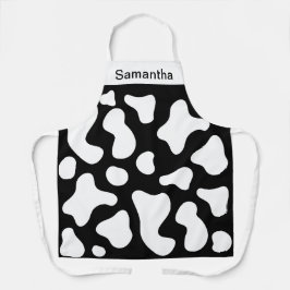 かわいい牛プリントブラックカスタムエプロン エプロン