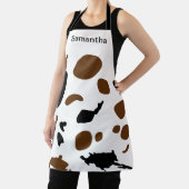 かわいい牛プリントブラックカスタムエプロン エプロン (インサイチュ)