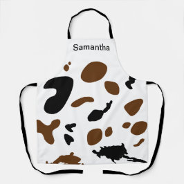 かわいい牛プリントブラックカスタムエプロン エプロン