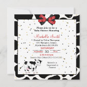 かわいい牛プリントレッドブラックベビーシャワー招待状 招待状 (正面)