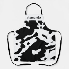 かわいい牛プリント白黒カスタムエプロン エプロン