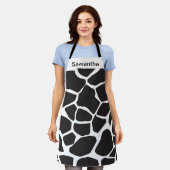 かわいい牛プリント白黒カスタムエプロン エプロン (着用した状態)