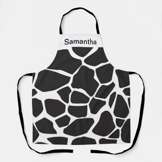 かわいい牛プリント白黒カスタムエプロン エプロン (正面)