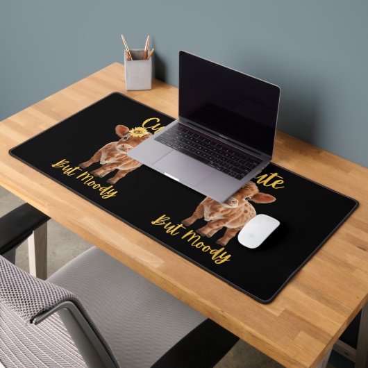 かわいい牛ムーディカウラバーズファーム女性のカーボーイベビーサンフロ デスクマット (オフィス2)