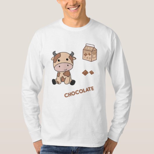 かわいい牛レトロ日本のチョコレート牛 Tシャツ (正面)