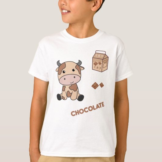 かわいい牛レトロ日本のチョコレート牛 Tシャツ (正面)