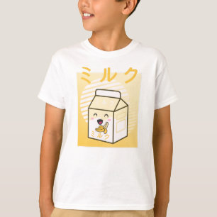 かわいい牛レトロ日本のバナナスミルク Tシャツ