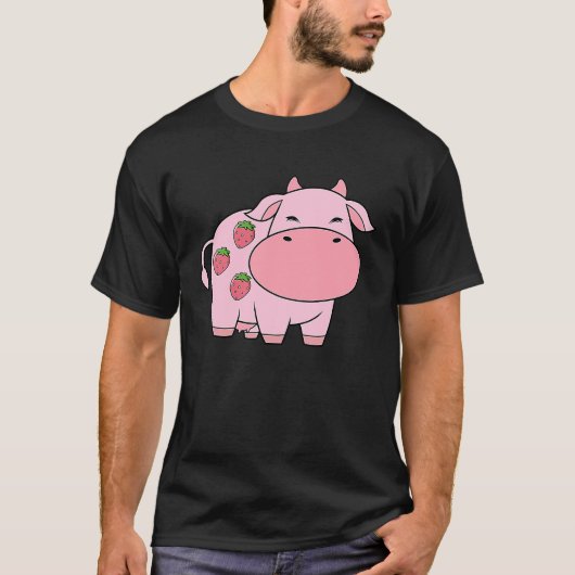 かわいい牛乳いちごヨーグルト Tシャツ (正面)