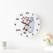 かわいい牛乳の牛のキッチンデコ ラージ壁時計 (ホーム)