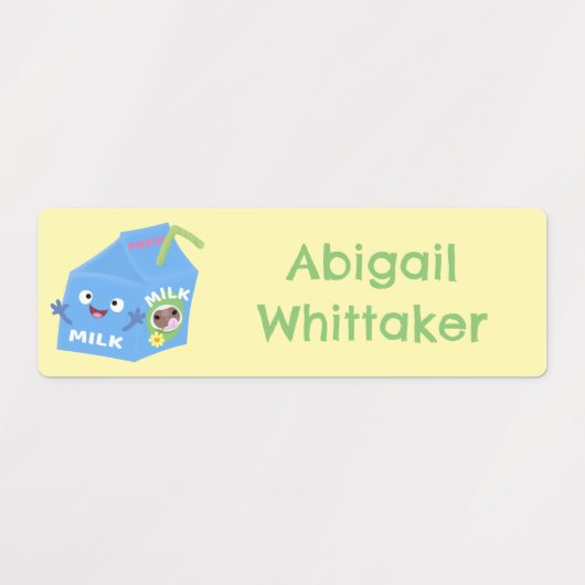 かわいい牛乳パックキャラクター漫画パーソナライズされた ラベル (デザイン2)