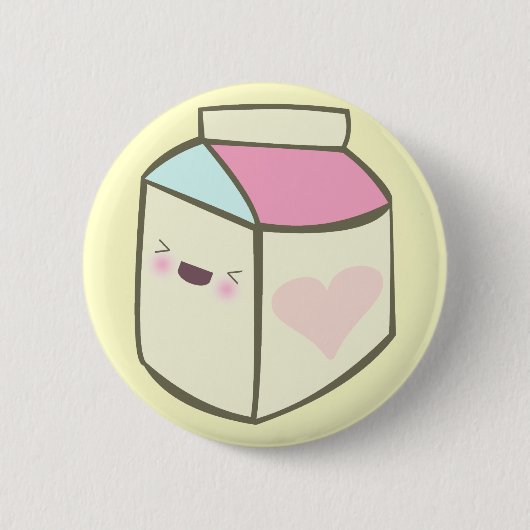 かわいい牛乳パック 幸せな顔 かわいい友達 缶バッジ (正面)