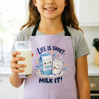 かわいい牛乳愛好家のエプロン エプロン
