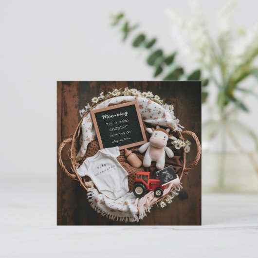 かわいい牛素朴農場の妊娠のお知らせ シーズンカード (スタンド正面)