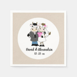かわいい牛結婚夫婦の素朴国 スタンダードカクテルナプキン