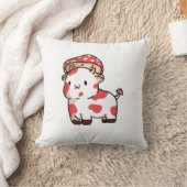 かわいい牛装飾用クッション、かわいいキノコ牛 クッション (ブランケット)