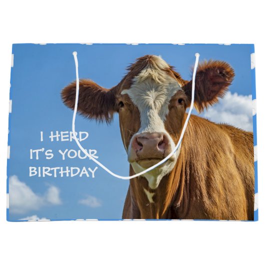 かわいい牛見てるお前の誕生日大抱き枕 ラージペーパーバッグ (正面)