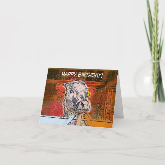 かわいい牛 カード (正面)