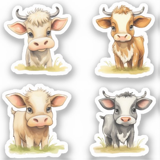 かわいい牛 シール (正面)