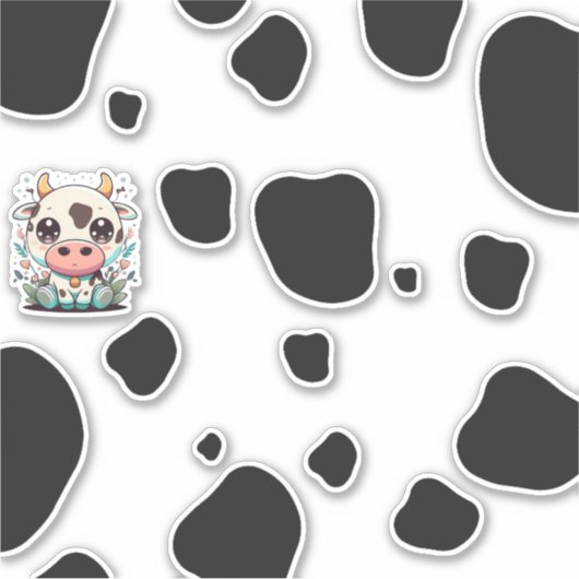 かわいい牛 シール (正面)