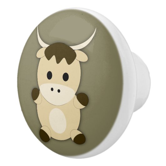 かわいい牛 セラミックノブ (右)