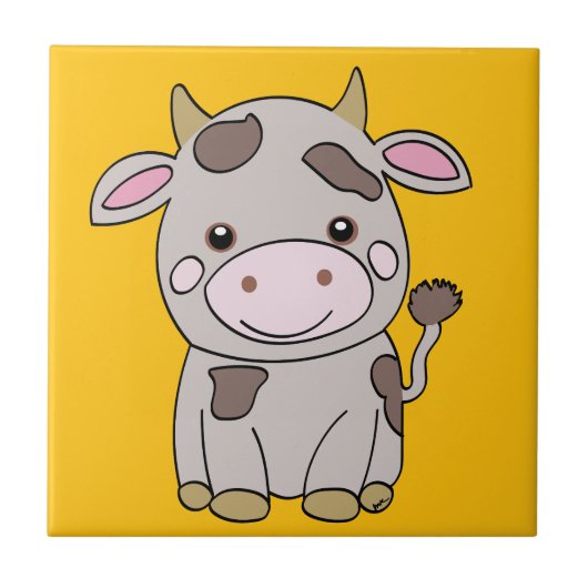 かわいい牛 タイル (正面)