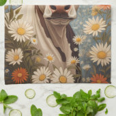 かわいい牛(デイジー花) キッチンタオル (折り畳み)