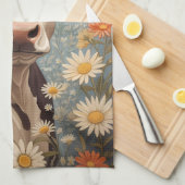 かわいい牛(デイジー花) キッチンタオル (四つ折り)