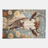 かわいい牛(デイジー花) キッチンタオル (横)