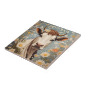 かわいい牛(デイジー花) タイル (側面)