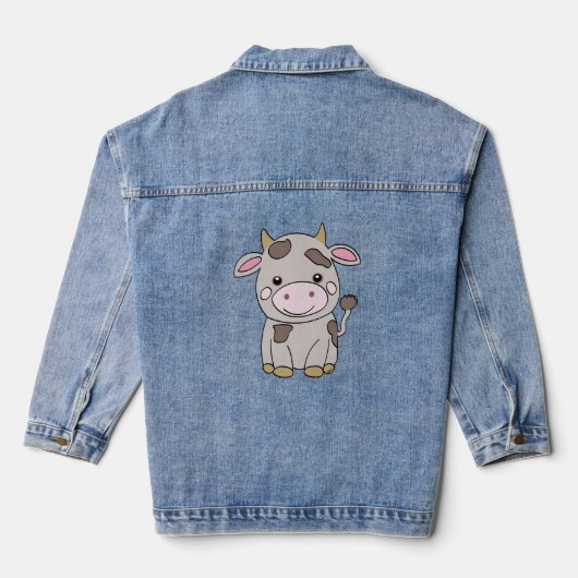 かわいい牛、 デニムジャケット (裏面)