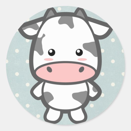 かわいい牛 ラウンドシール (正面)
