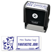 かわいい牛 – 先生は言う…素晴らしい仕事! セルフインキングスタンプ (インサイチュ)