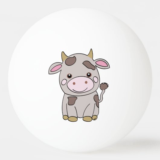 かわいい牛 卓球ボール (正面)