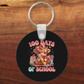 かわいい牛 教師のための学校生活100日間の楽しみ キーホルダー (正面)