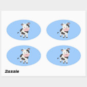 かわいい牛 楕円形シール (シート)