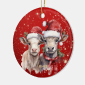 かわいい牛 – & 生まれたばかりのキッズパーソナライズされたクリスマス セラミックオーナメント (左)