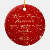 かわいい牛 – & 生まれたばかりのキッズパーソナライズされたクリスマス セラミックオーナメント (裏面)