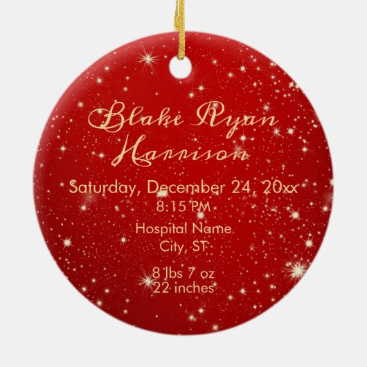 かわいい牛 – & 生まれたばかりのキッズパーソナライズされたクリスマス セラミックオーナメント (裏面)