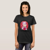 かわいい牛 私は本当にいちごの果物が大好き Tシャツ (正面フル)