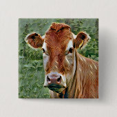 かわいい牛 缶バッジ (正面)