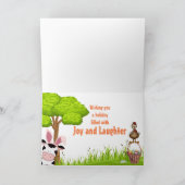 かわいい牛、鶏と卵のカラフル農場イースター カード (内部)