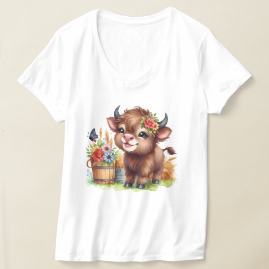 かわいい牛 Tシャツ (レイダウン)