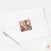 かわいい牡丹プリンセス猫 スクエアシール (封筒)