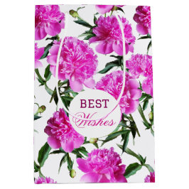 かわいい牡丹。 ミディアムペーパーバッグ